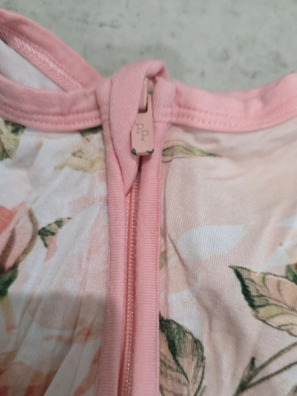 Posh Peanut Floral Pink Zipper Footed Baby One-Piece